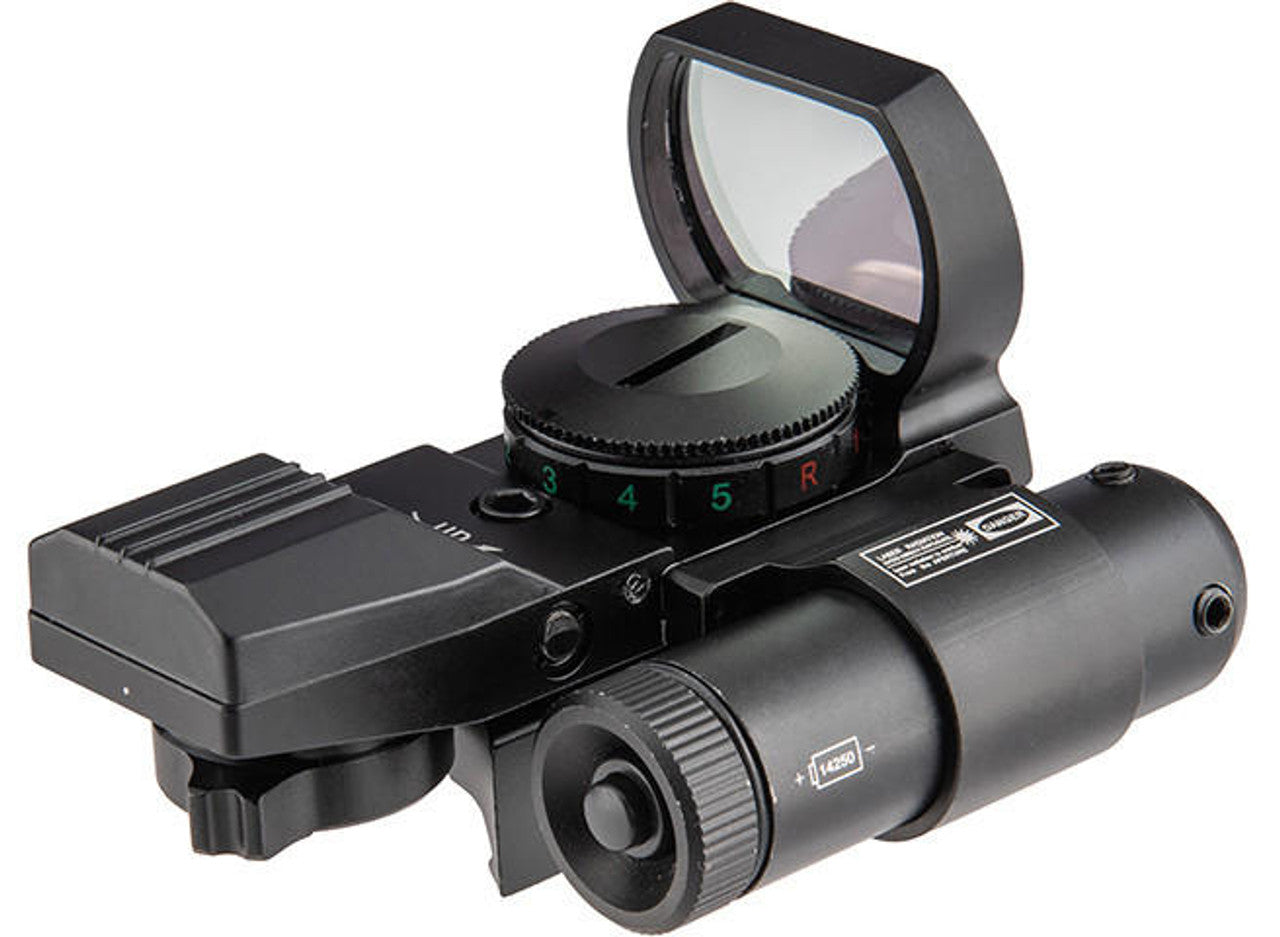 Lancer Tactical 4-Reticle Red/Green Dot Reflect Sight w/ Laser, Black