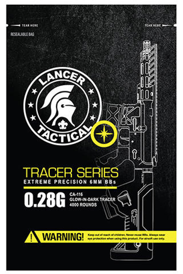 Lancer Tactical Pro Series Airsoft Tracer BBs, 0.23g/0.25g/0.28g, 4000 Count, Green