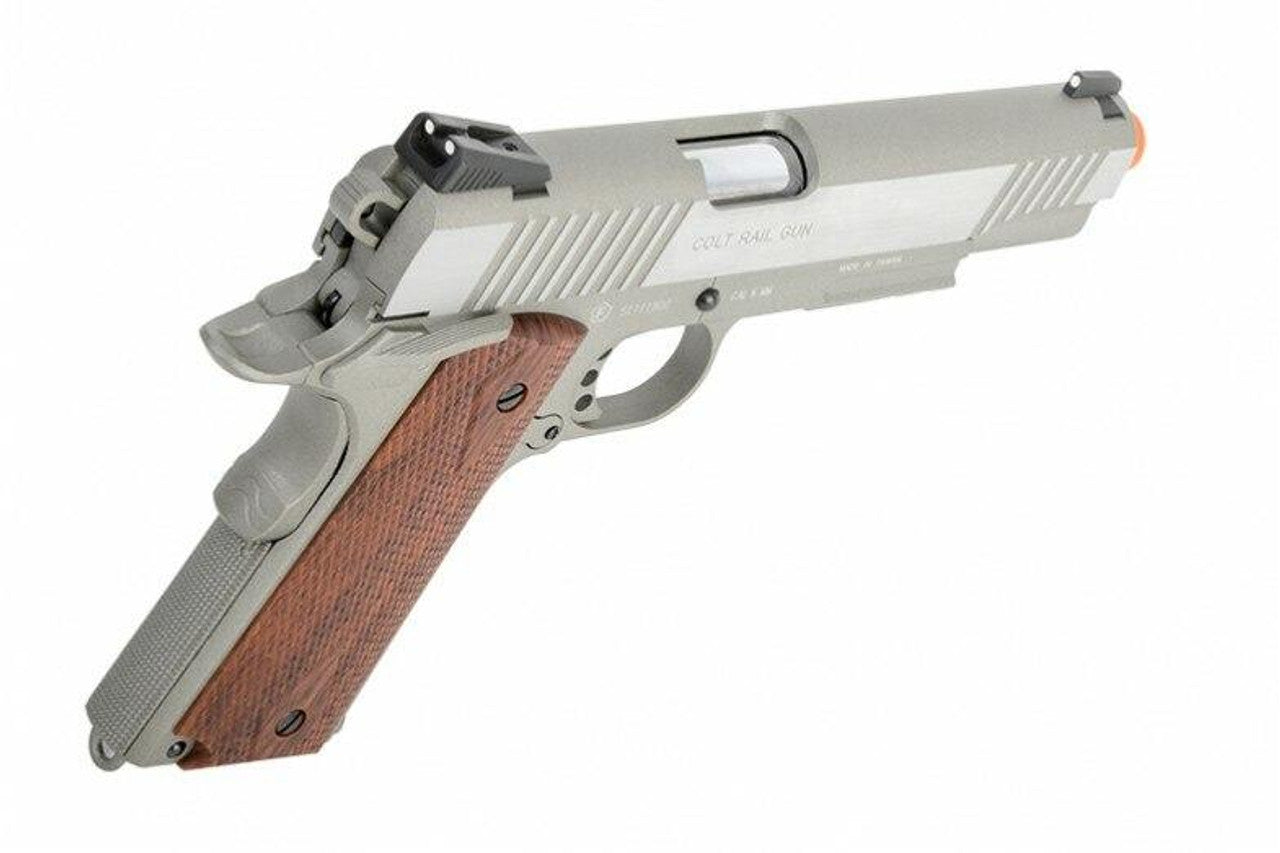 Colt 1911 .45 ACP CO2 Rail Gun Blowback Airsoft Pistol, Stainless