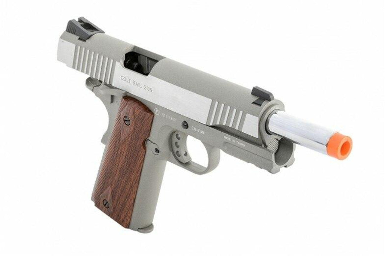 Colt 1911 .45 ACP CO2 Rail Gun Blowback Airsoft Pistol, Stainless