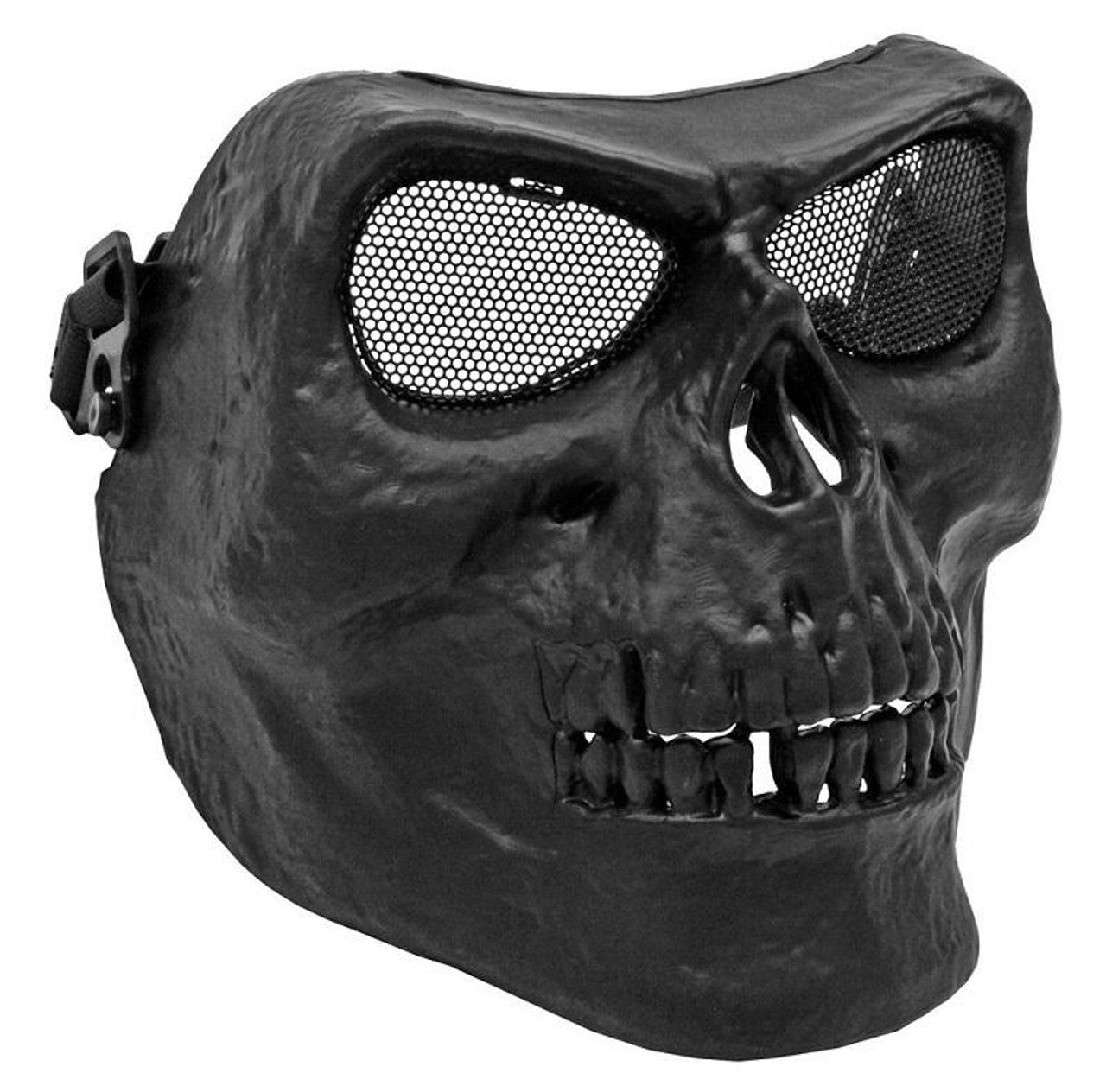 Full Face Skull Mask for Airsoft with Metal Mesh Eyes, Black