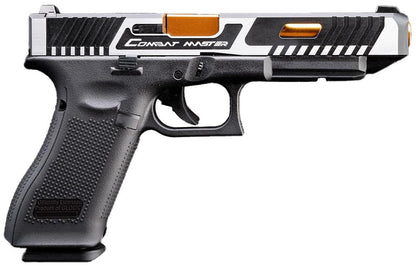 GLOCK 17 Gen.5 GBB Airsoft Pistol w EMG TTI Custom CNC G34 Combat Master Slide, Two-Tone