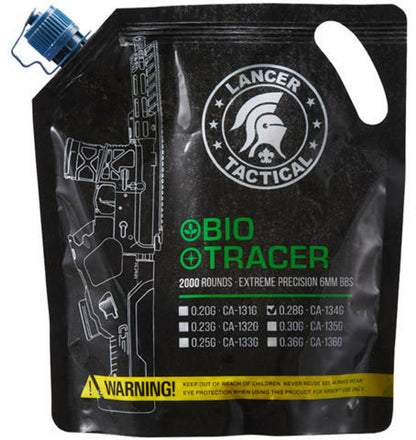 Lancer Tactical Seamless Biodegradable Tracer Airsoft BBs, 0.20g/0.25g/0.28g, 2000 Rds, Green