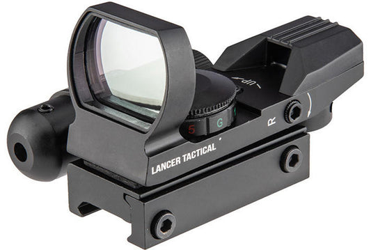 Lancer Tactical 4-Reticle Red/Green Dot Reflect Sight w/ Laser, Black