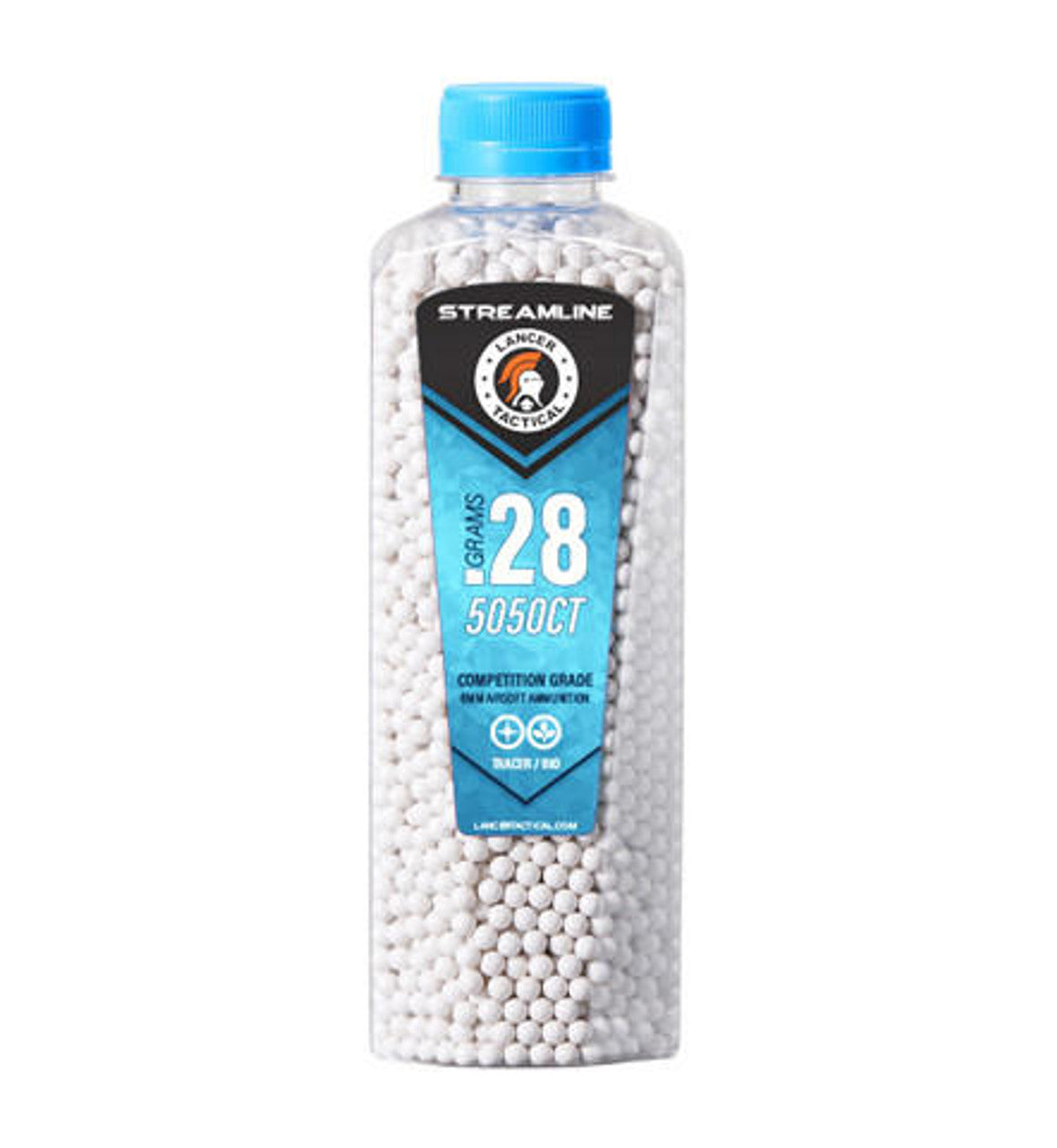 Lancer Tactical 5050 Round 0.25g/0.28g Streamline Airsoft Bio-Tracer BB Bottle, Green
