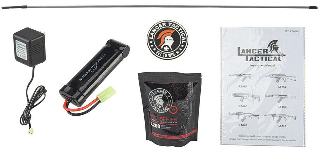 Lancer Tactical AK-47M RIS AEG Airsoft Rifle w/ Battery & Charger, Black