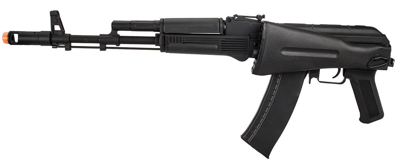 Lancer Tactical AK-74M AEG Airsoft Rifle, Metal Body, Foldable Stock, Black