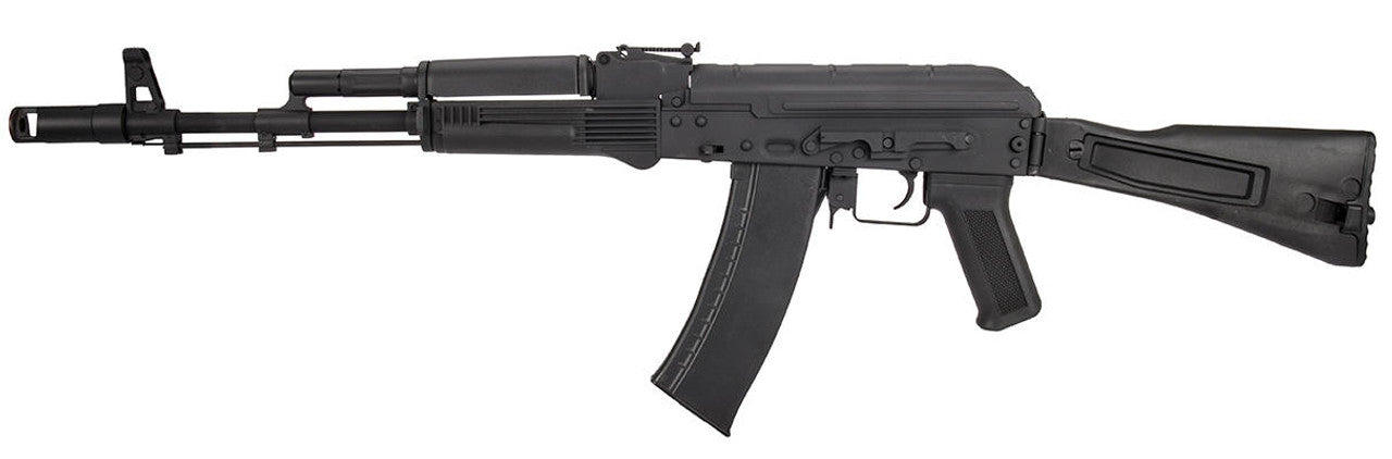 Lancer Tactical AK-74M AEG Airsoft Rifle, Metal Body, Foldable Stock, Black