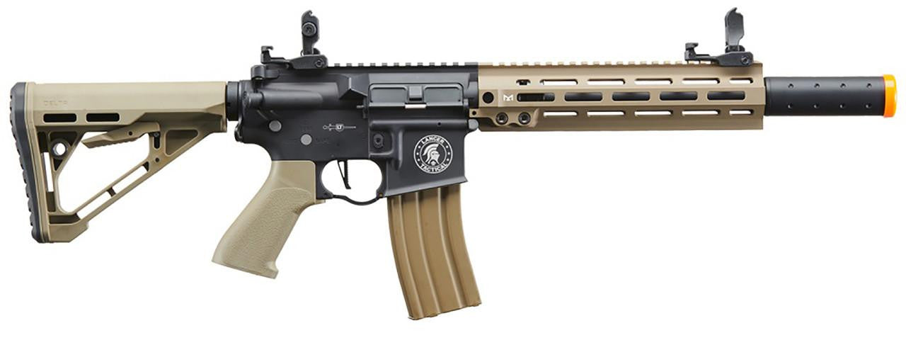 Lancer Tactical Blazer 10" M-LOK Proline Series M4 Airsoft Rifle with Delta Stock & Mock Suppressor, Two-Tone