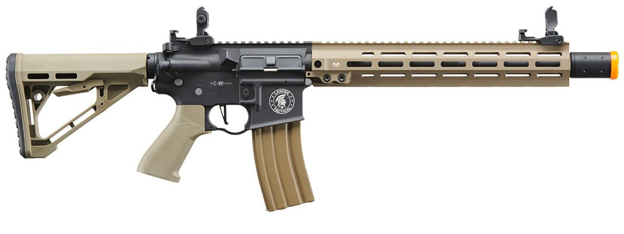 Lancer Tactical Blazer 13" M-LOK Proline Series M4 Airsoft Rifle with Delta Stock & Mock Suppressor, Two-Tone