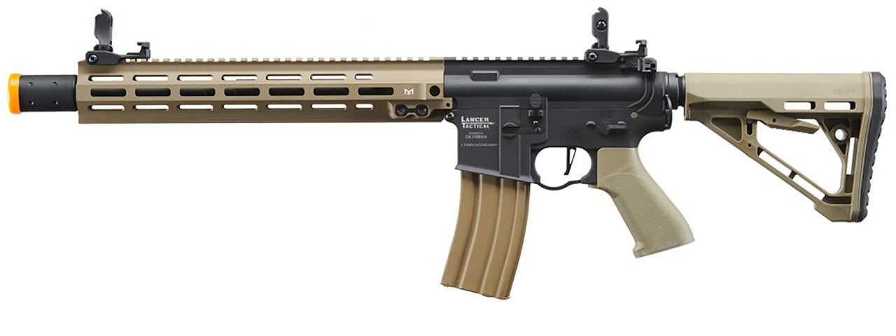 Lancer Tactical Blazer 13" M-LOK Proline Series M4 Airsoft Rifle with Delta Stock & Mock Suppressor, Two-Tone