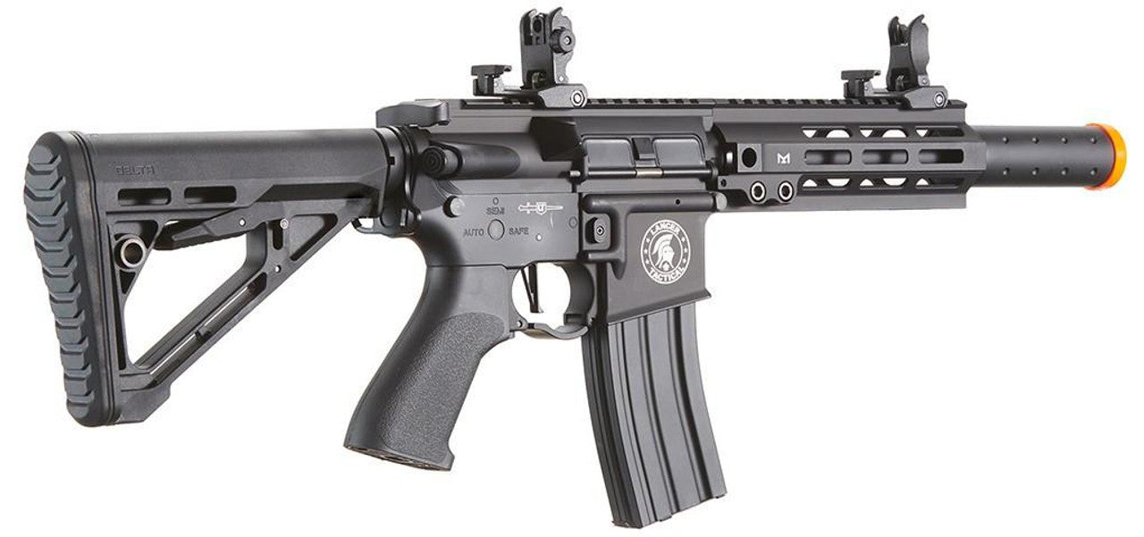 Lancer Tactical Blazer 7" M-LOK Proline Series M4 Airsoft Rifle w/ Delta Stock & Mock Suppressor, Black