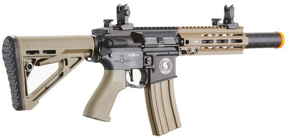 Lancer Tactical Blazer 7" M-LOK Proline Series M4 Airsoft Rifle with Delta Stock & Mock Suppressor, Two-Tone