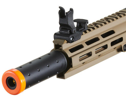 Lancer Tactical Blazer 7" M-LOK Proline Series M4 Airsoft Rifle with Delta Stock & Mock Suppressor, Two-Tone