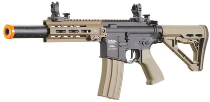 Lancer Tactical Blazer 7" M-LOK Proline Series M4 Airsoft Rifle with Delta Stock & Mock Suppressor, Two-Tone