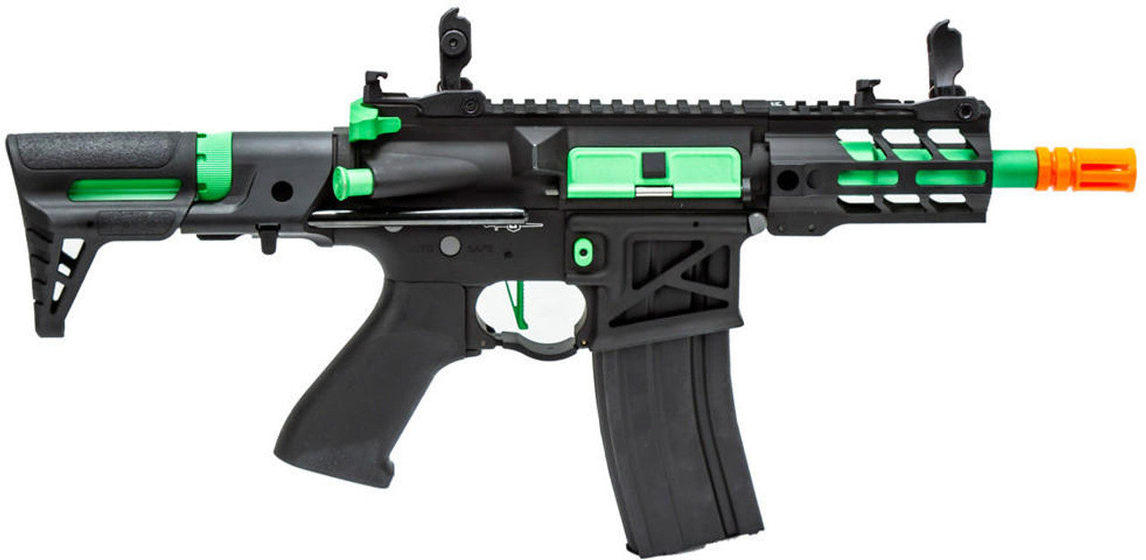 Lancer Tactical Enforcer Gen 2 Battle Hawk 4" PDW Airsoft AEG Rifle, Black/Green