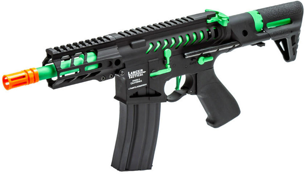 Lancer Tactical Enforcer Gen 2 Battle Hawk 4" PDW Airsoft AEG Rifle, Black/Green
