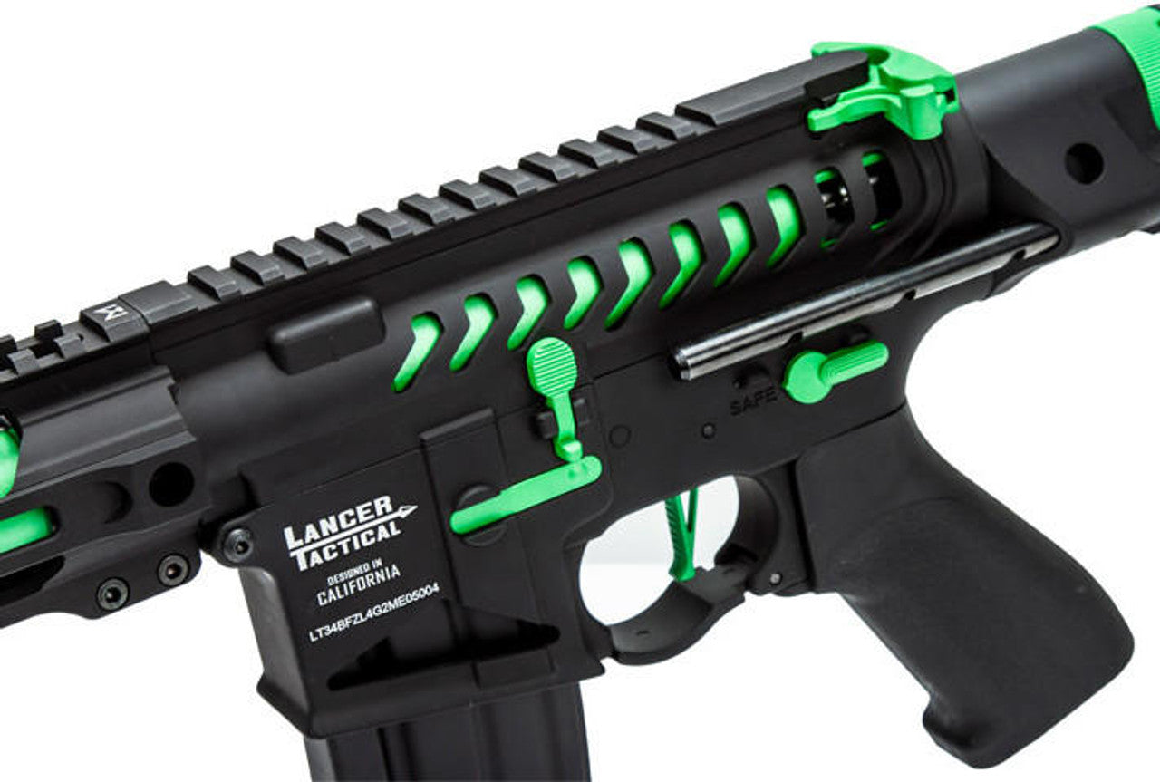 Lancer Tactical Enforcer Gen 2 Battle Hawk 4" PDW Airsoft AEG Rifle, Black/Green