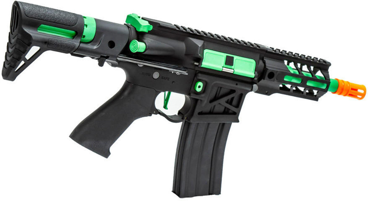 Lancer Tactical Enforcer Gen 2 Battle Hawk 4" PDW Airsoft AEG Rifle, Black/Green