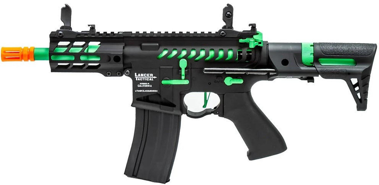 Lancer Tactical Enforcer Gen 2 Battle Hawk 4" PDW Airsoft AEG Rifle, Black/Green