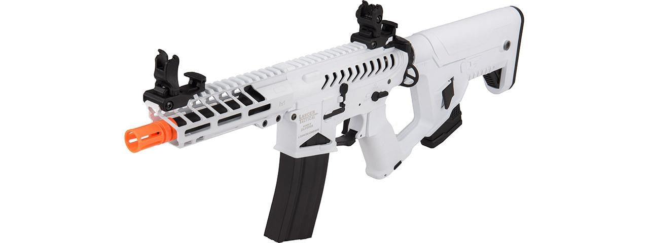 Lancer Tactical Enforcer NEEDLETAIL Skeleton AEG Airsoft Rifle w/ Alpha Stock, White/Black