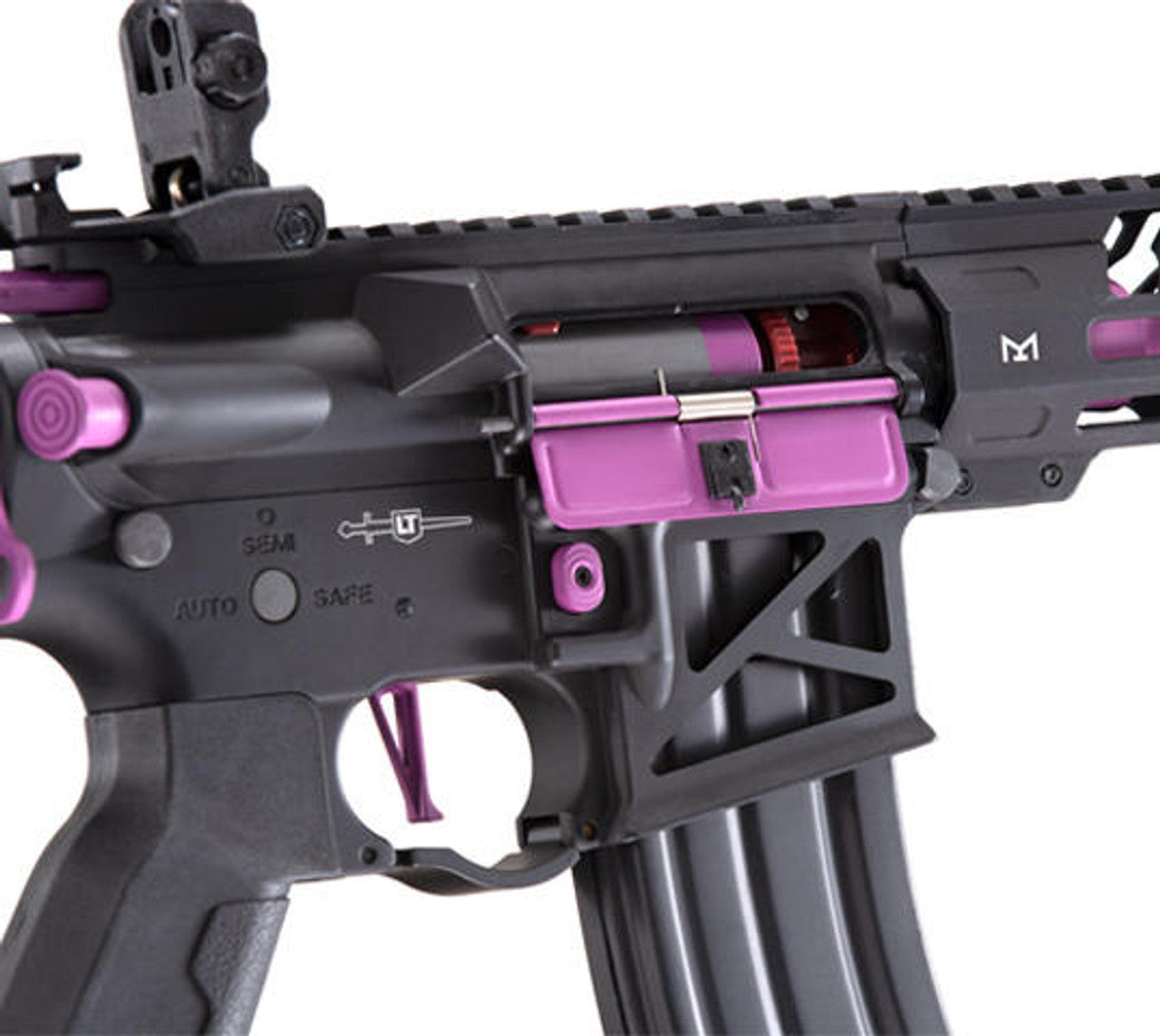 Lancer Tactical Enforcer Needletail Skeleton Low FPS Airsoft AEG Rifle, Black/Purple