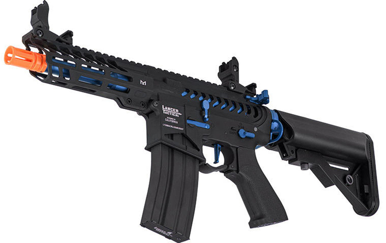 Lancer Tactical Enforcer Skeleton Airsoft AEG Rifle, Black/Navy Blue