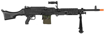 Lancer Tactical Full Metal M240 Squad Automatic Machine Gun AEG Airsoft Rifle, Black