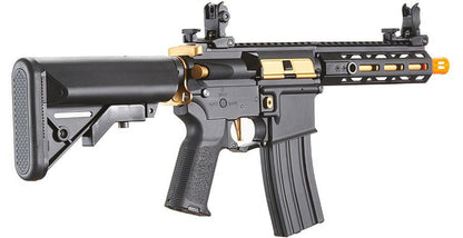Lancer Tactical Gen 2 Hellion M-LOK 7" Airsoft M4 AEG Rifle, Black/Gold