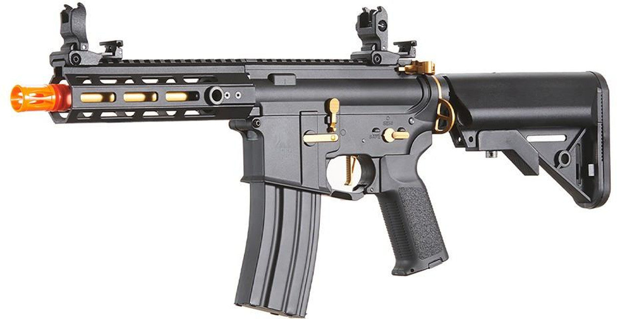 Lancer Tactical Gen 2 Hellion M-LOK 7" Airsoft M4 AEG Rifle, Black/Gold