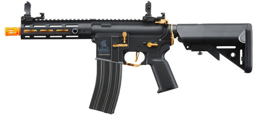Lancer Tactical Gen 2 Hellion M-LOK 7" Airsoft M4 AEG Rifle, Black/Gold