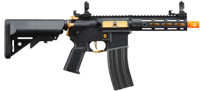 Lancer Tactical Gen 2 Hellion M-LOK 7" Airsoft M4 AEG Rifle, Black/Gold