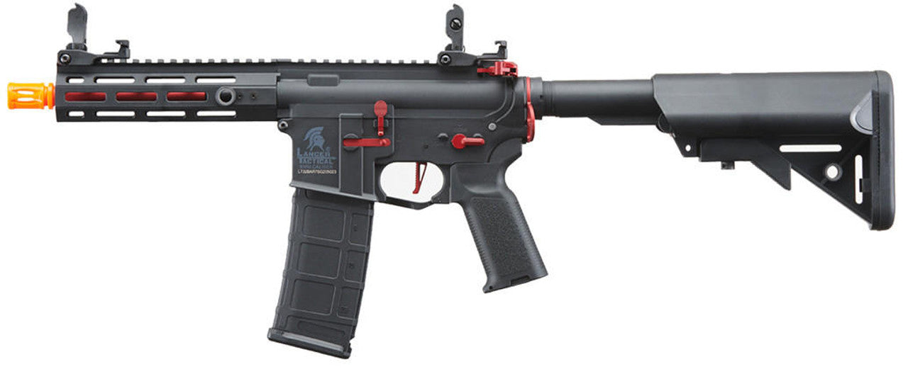 Lancer Tactical Gen 2 Hellion M-LOK 7" Airsoft M4 AEG Rifle, Black/Red