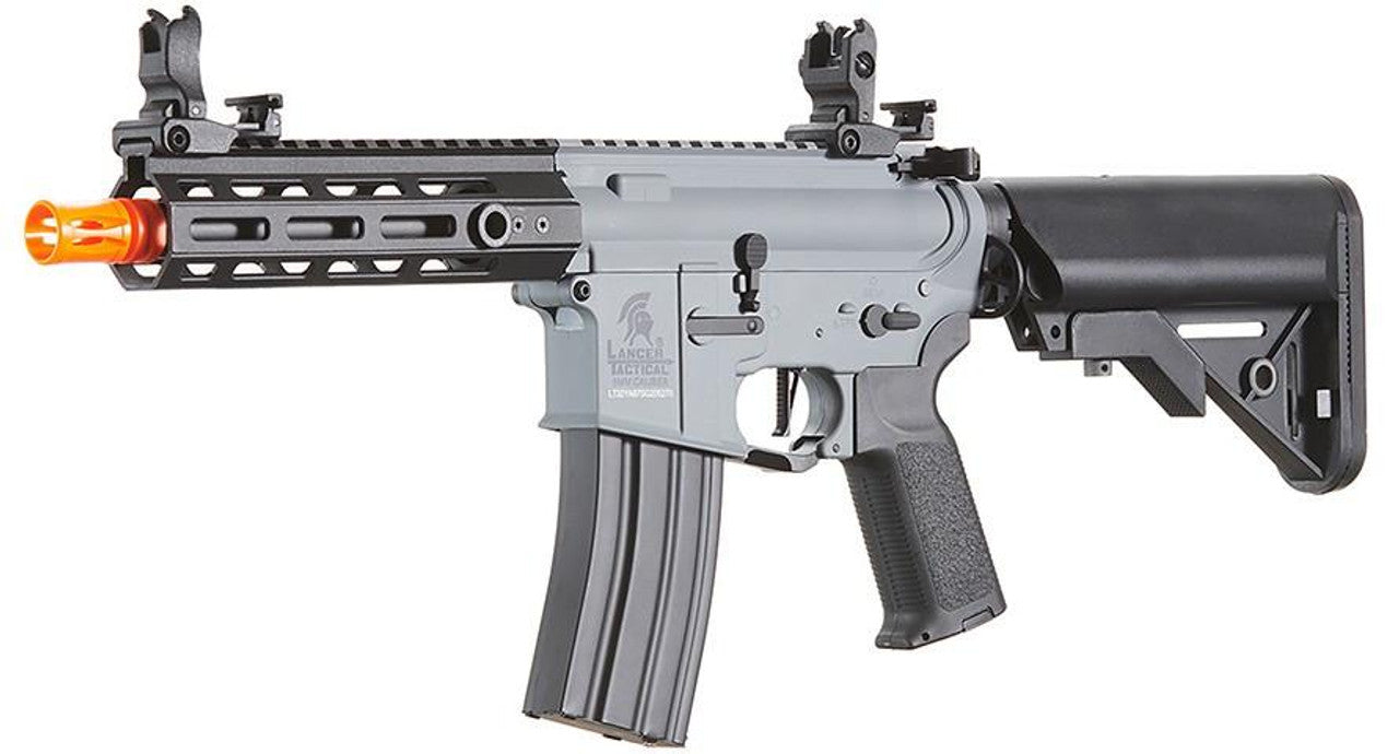 Lancer Tactical Gen 2 Hellion M-LOK 7" Airsoft M4 AEG Rifle, Grey/Black