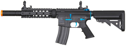 Lancer Tactical Gen 2 M4 SD Carbine Airsoft AEG Rifle with Mock Suppressor, Black/Blue