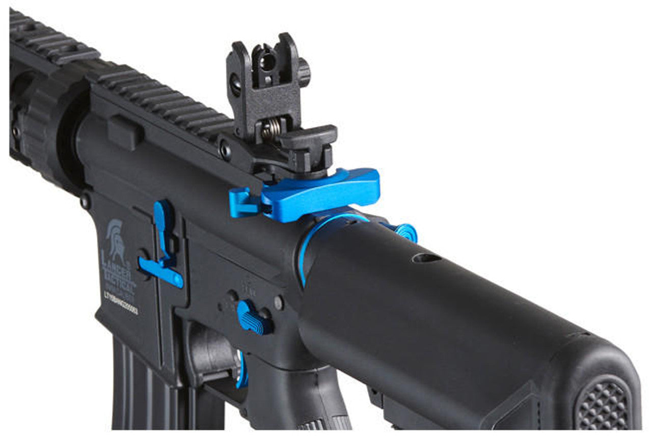 Lancer Tactical Gen 2 M4 SD Carbine Airsoft AEG Rifle with Mock Suppressor, Black/Blue