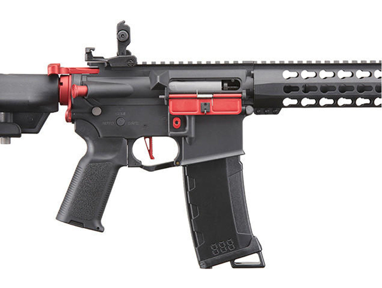Lancer Tactical Gen 3 10" Keymod Airsoft M4 Carbine AEG Rifle with Red Accents, Black