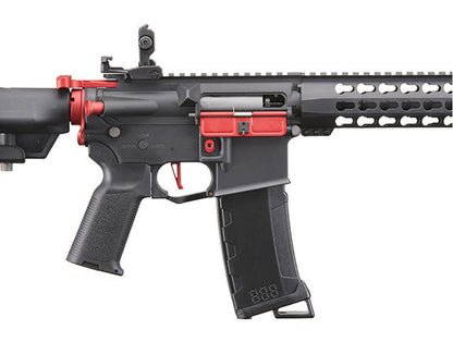 Lancer Tactical Gen 3 10" Keymod Airsoft M4 Carbine AEG Rifle with Red Accents, Black