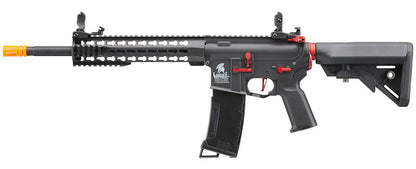 Lancer Tactical Gen 3 10" Keymod Airsoft M4 Carbine AEG Rifle with Red Accents, Black