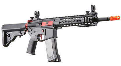 Lancer Tactical Gen 3 10" Keymod Airsoft M4 Carbine AEG Rifle with Red Accents, Black