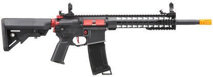 Lancer Tactical Gen 3 10" Keymod Airsoft M4 Carbine AEG Rifle with Red Accents, Black
