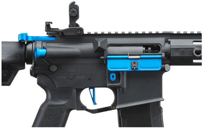 Lancer Tactical Gen 3 Hellion 7" M-LOK Airsoft AEG Rifle w/ Crane Stock, Black/Blue
