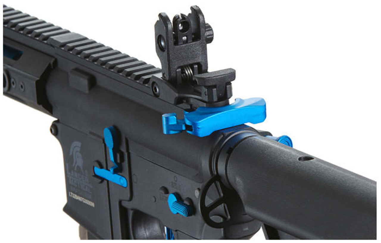 Lancer Tactical Gen 3 Hellion 7" M-LOK Airsoft AEG Rifle w/ Crane Stock, Black/Blue