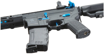 Lancer Tactical Gen 3 Hellion 7" M-LOK Airsoft AEG Rifle w/ Crane Stock, Black/Blue
