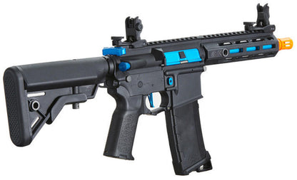 Lancer Tactical Gen 3 Hellion 7" M-LOK Airsoft AEG Rifle w/ Crane Stock, Black/Blue