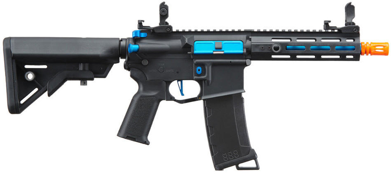 Lancer Tactical Gen 3 Hellion 7" M-LOK Airsoft AEG Rifle w/ Crane Stock, Black/Blue