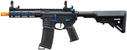 Lancer Tactical Gen 3 Hellion 7" M-LOK Airsoft AEG Rifle w/ Crane Stock, Black/Blue