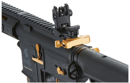 Lancer Tactical Gen 3 Hellion 7" M-LOK Airsoft AEG Rifle w/ Crane Stock, Black/Gold