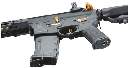 Lancer Tactical Gen 3 Hellion 7" M-LOK Airsoft AEG Rifle w/ Crane Stock, Black/Gold
