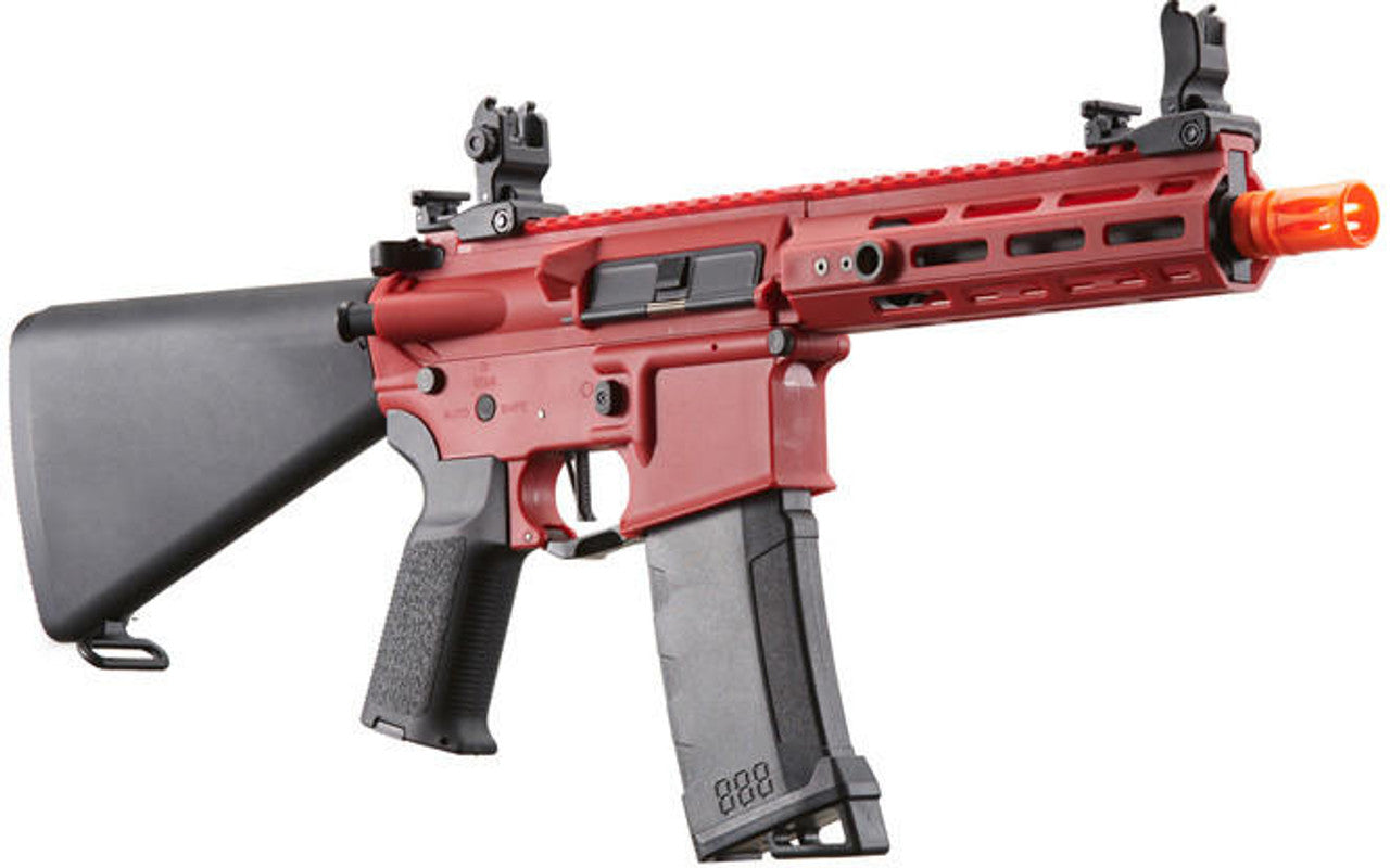 Lancer Tactical Gen 3 Hellion 7" M-LOK Airsoft AEG Rifle w/ Stubby Stock, Red/Black
